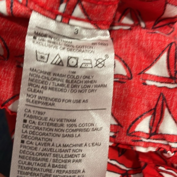 Janie and Jack Red Sailboat Poplin Shirt size 3 - Picture 7 of 7